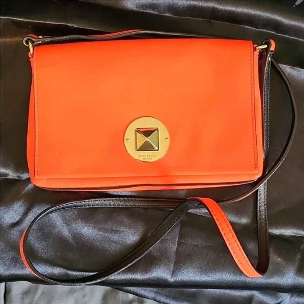 Kate Spade Vibrant Orange Crossbody Bag with Gold Accent